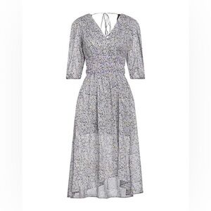 NWT MAJE Gathered floral-print cotton-voile midi dress